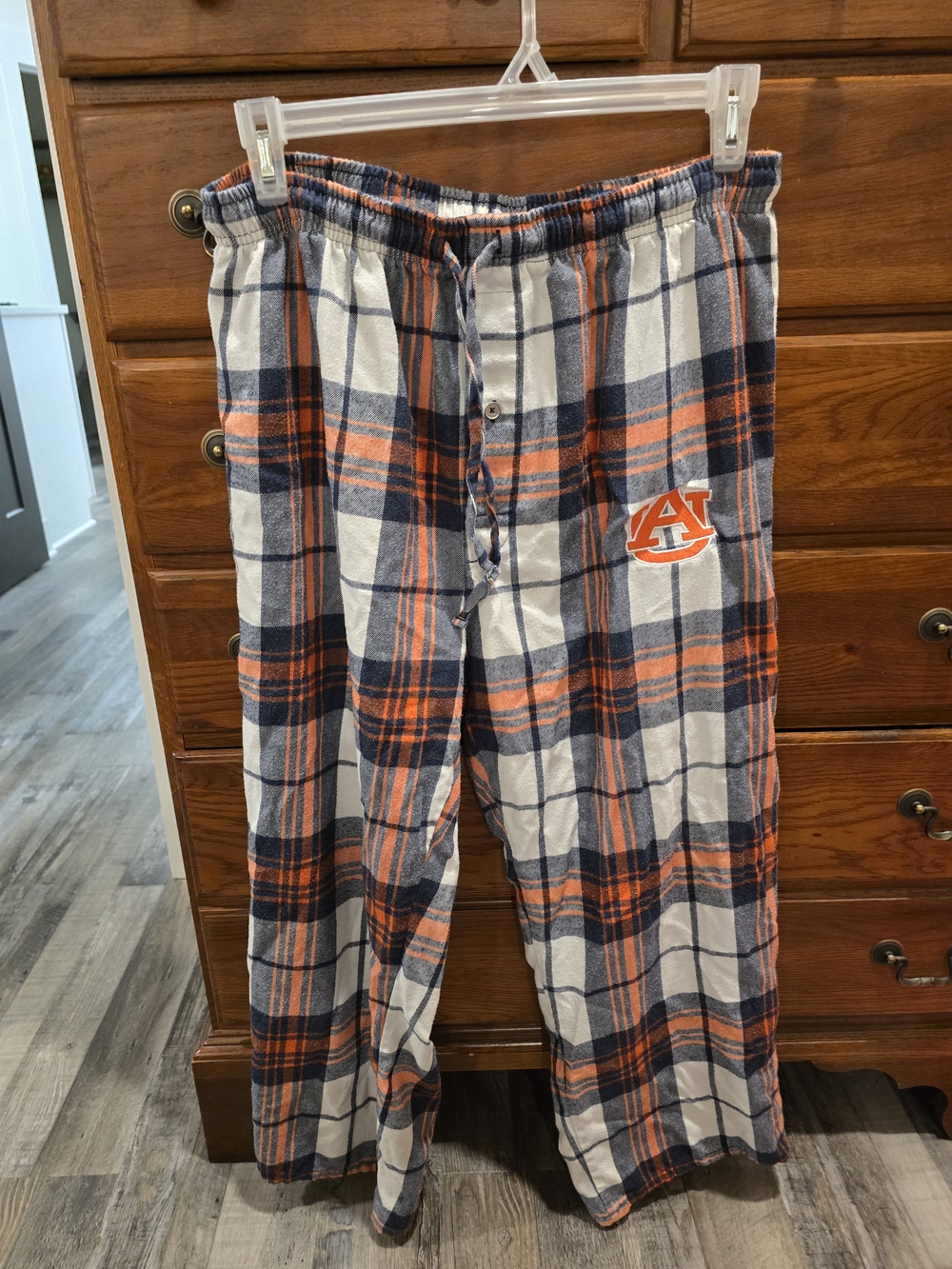 Auburn Tigers Women's Orange & Navy Plaid Lounge Pants, Size Large